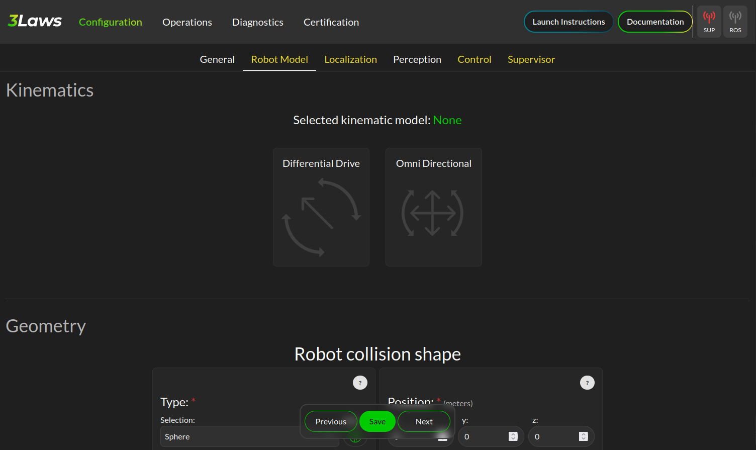 Supervisor Robot Model Configuration