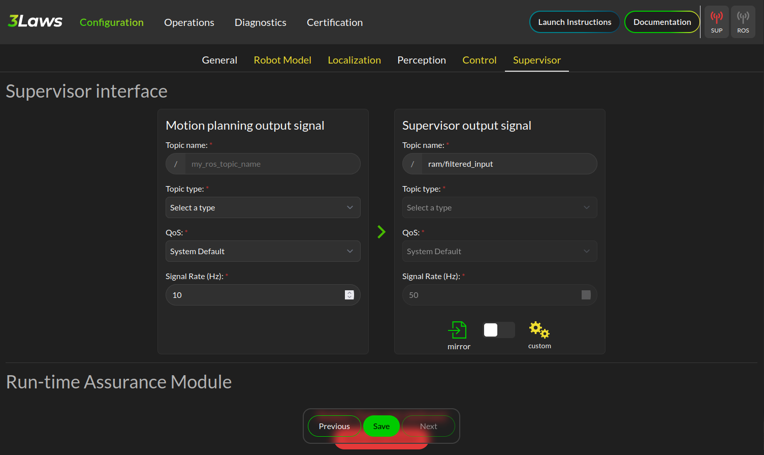Supervisor System Configuration