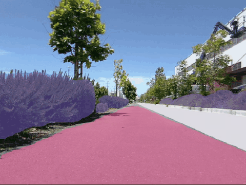 SAM3 semantic segmentation overlay on bike lane camera feed